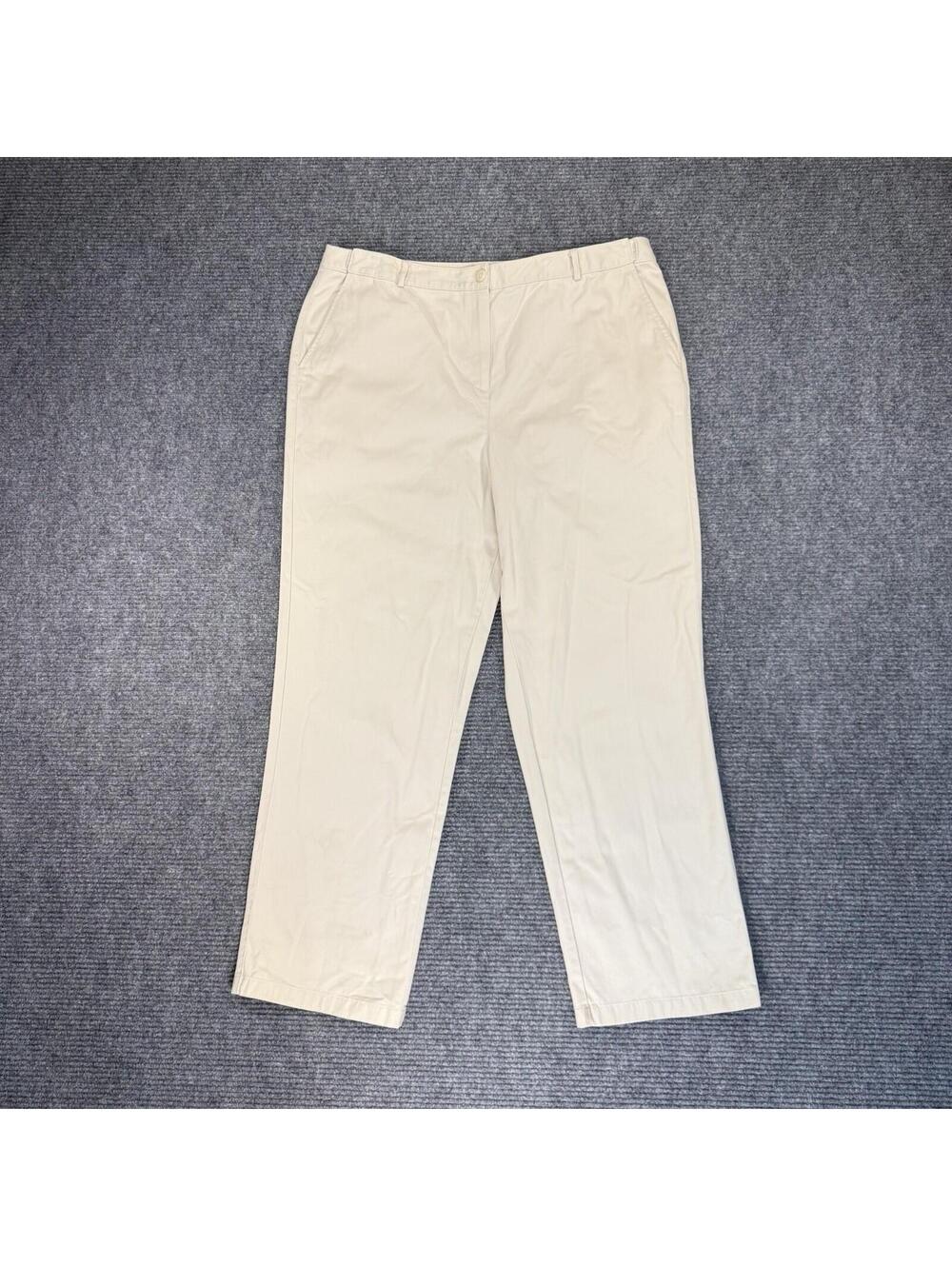 LL BEAN Womens Classic Fit Khakis Pants Size 20 M/T Preppy Fit Workwear Business
